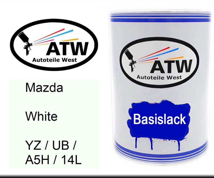 Mazda, White, YZ / UB / A5H / 14L: 500ml Lackdose, von ATW Autoteile West.